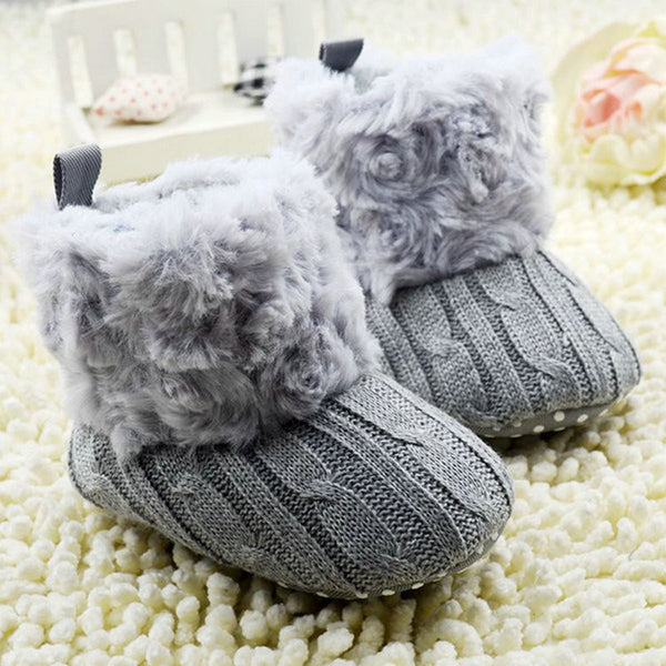 2016 Children Baby Newborn Winter Crochet Knit Fleece Boots Toddler Girl Wool Snow Shoes 0-18M, Color - Khaki