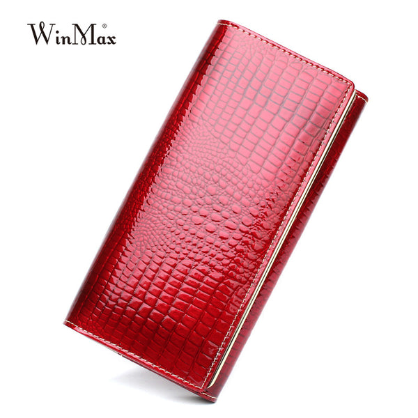 2016 Luxury Genuine leather women's patent wallet fashion Long famous design wallet female Alligator purse Cow Leather Wallet