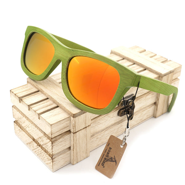 Wooden Bamboo Green Sunglasses - Yellow - Beautifiable - 1