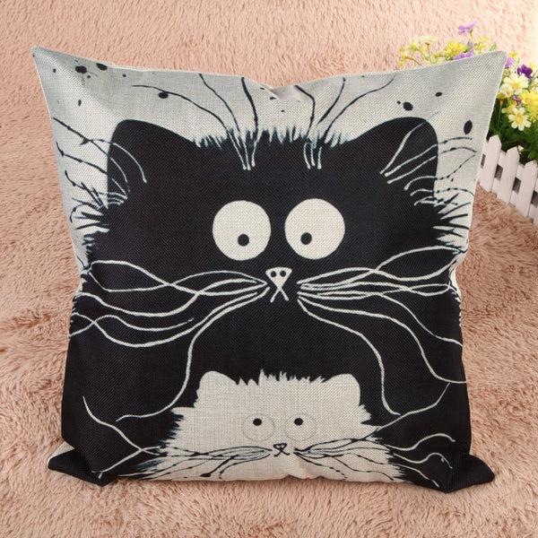 Cartoon Cat Pillow Cover, Color - 04