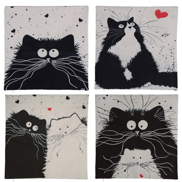 Cartoon Cat Pillow Cover, Color - 03