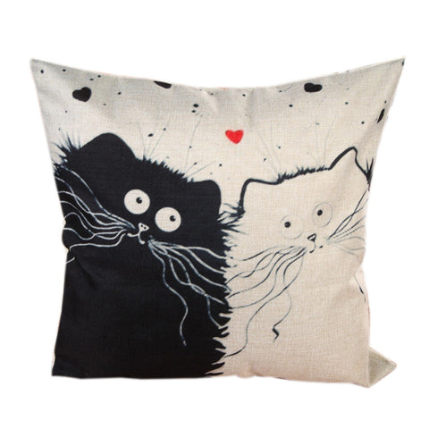 Cartoon Cat Pillow Cover