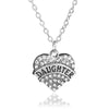 **FREE** Crystal Heart Pendant - DAUGHTER Silver - Beautifiable - 6