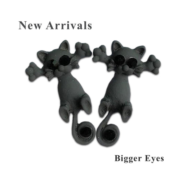 Cute Colorful Cat Earrings - Black - Beautifiable - 1