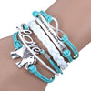 Hand-woven Elephant Love Infinity Leather Bracelet - Beautifiable