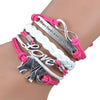 Hand-woven Elephant Love Infinity Leather Bracelet - ROSE - Beautifiable - 4