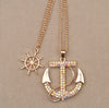 Fashion New sweater Golden double chain anchor Pendant Necklace Korean jewelry