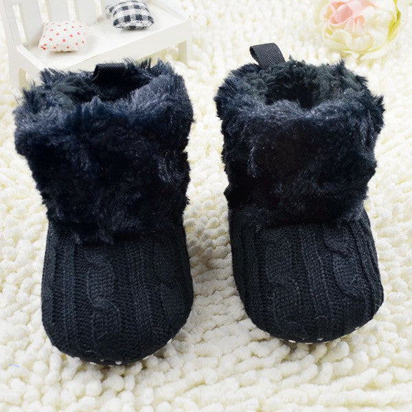 2016 Children Baby Newborn Winter Crochet Knit Fleece Boots Toddler Girl Wool Snow Shoes 0-18M, Color - White