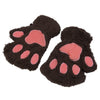 Fluffy Plush Paw Gloves - Dark Coffee - Beautifiable - 4