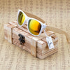 Wooden Sunglasses - White Frame - Gold - Beautifiable - 1